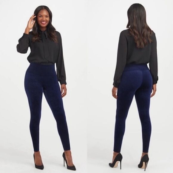 SPANX Velvet Leggings in Lapis Night - Size Large - Picture 1 of 12